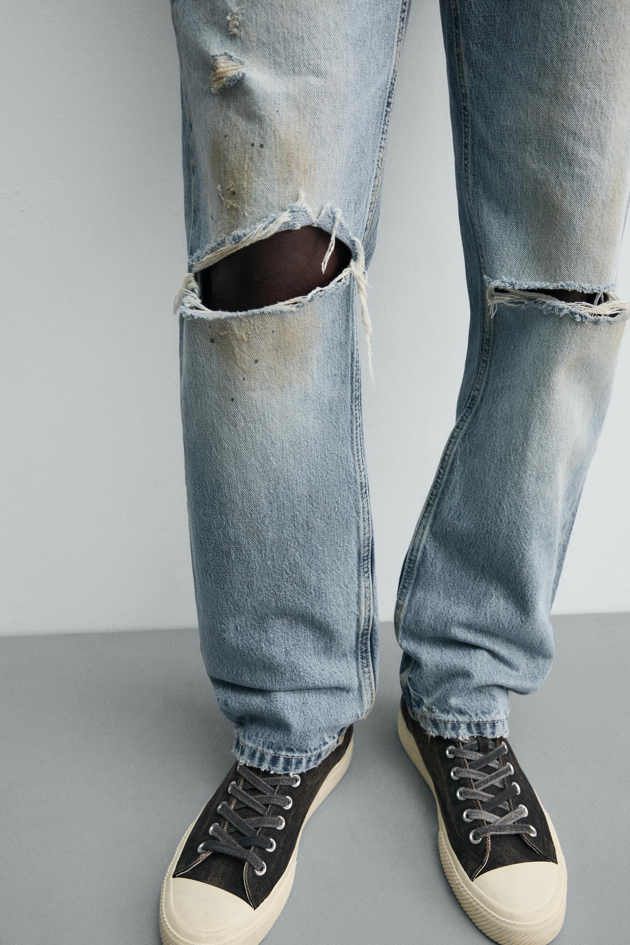 REGULAR FIT VINTAGE RIPPED JEANS